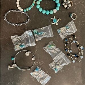 Fun combo of beachy sea turtle theme jewelry items and more